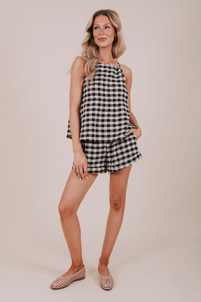 black gingham tank blouse full
