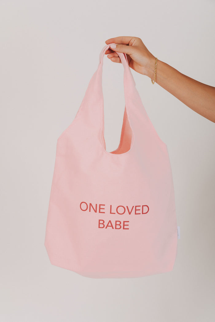 one loved babe tote bag pink