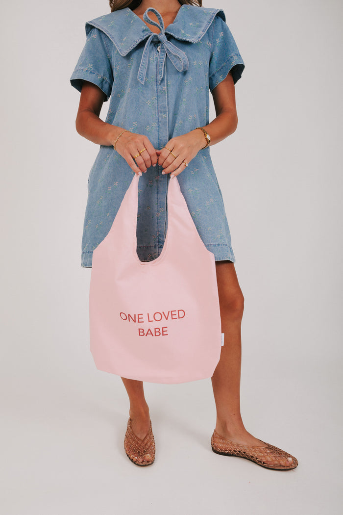 one loved babe tote bag pink