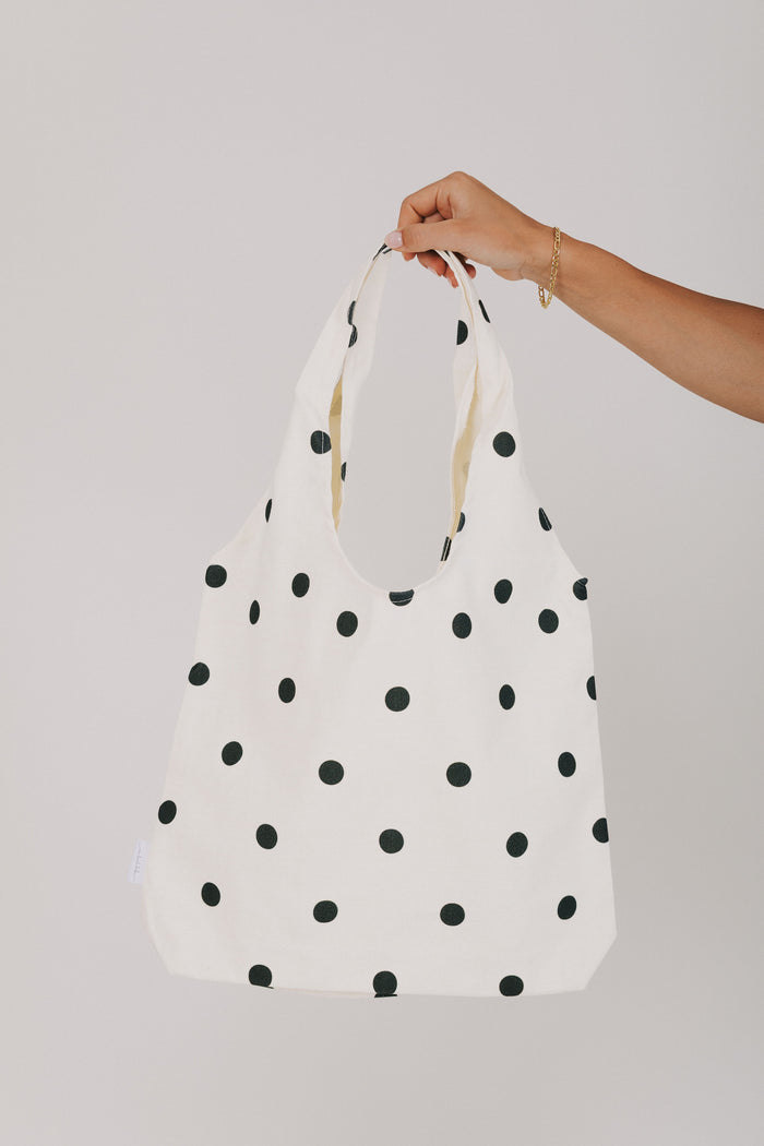 one loved babe tote bag polka dots