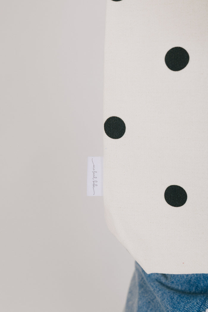 one loved babe tote bag polka dots