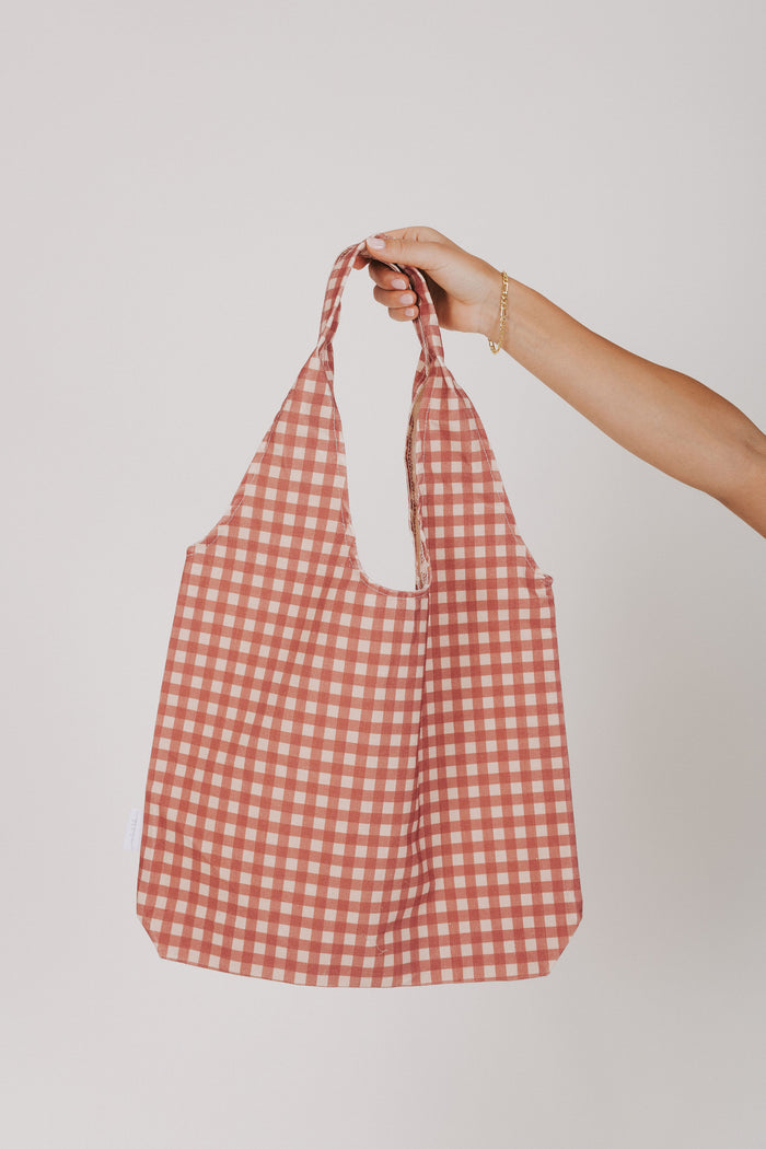 one loved babe tote bag pure gingham