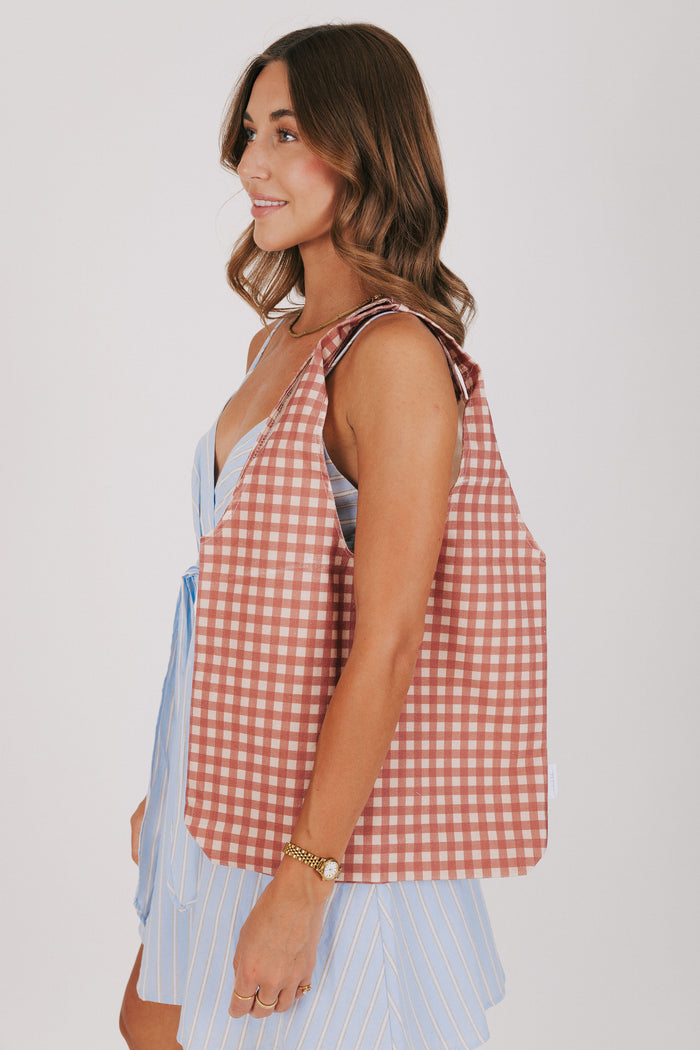 one loved babe tote bag pure gingham