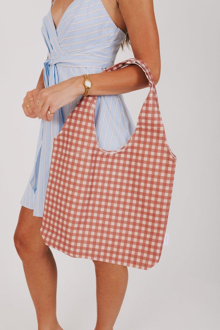 one loved babe tote bag pure gingham
