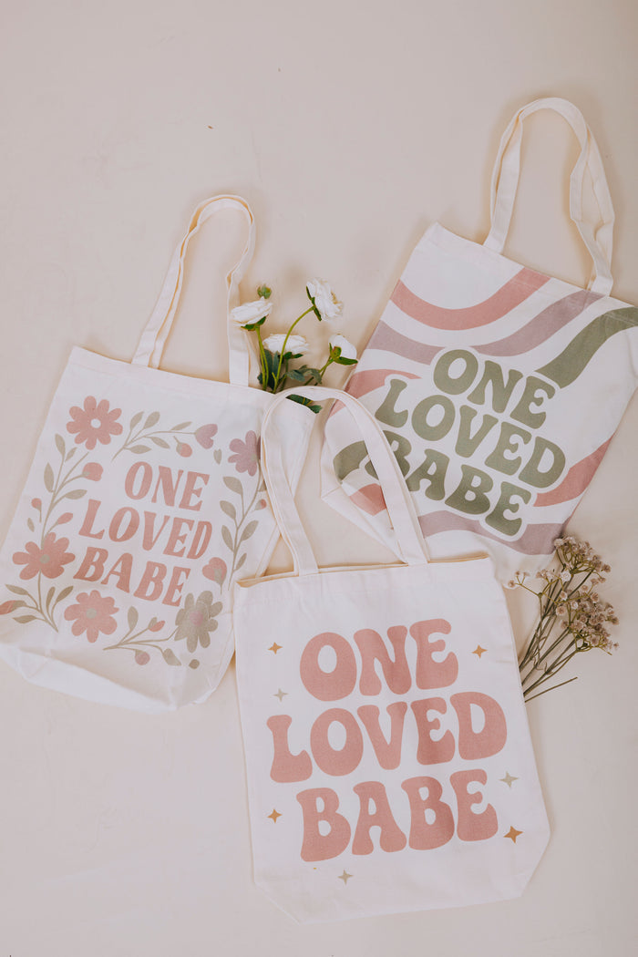 OLB sparkle tote bag flatlay
