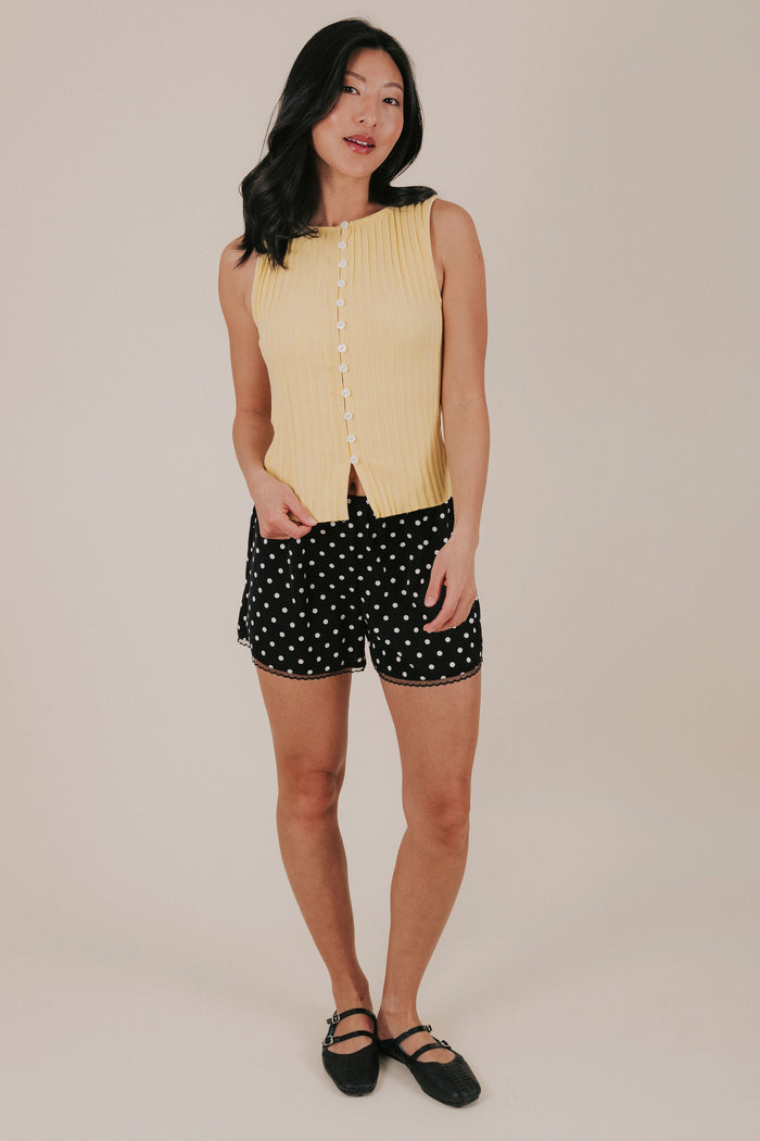 black and white polka dot satin shorts full 2