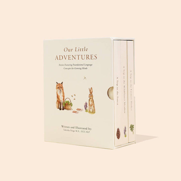 Set of 3 books for babies and kids with water color art and images of a fox and a bunny on the front.