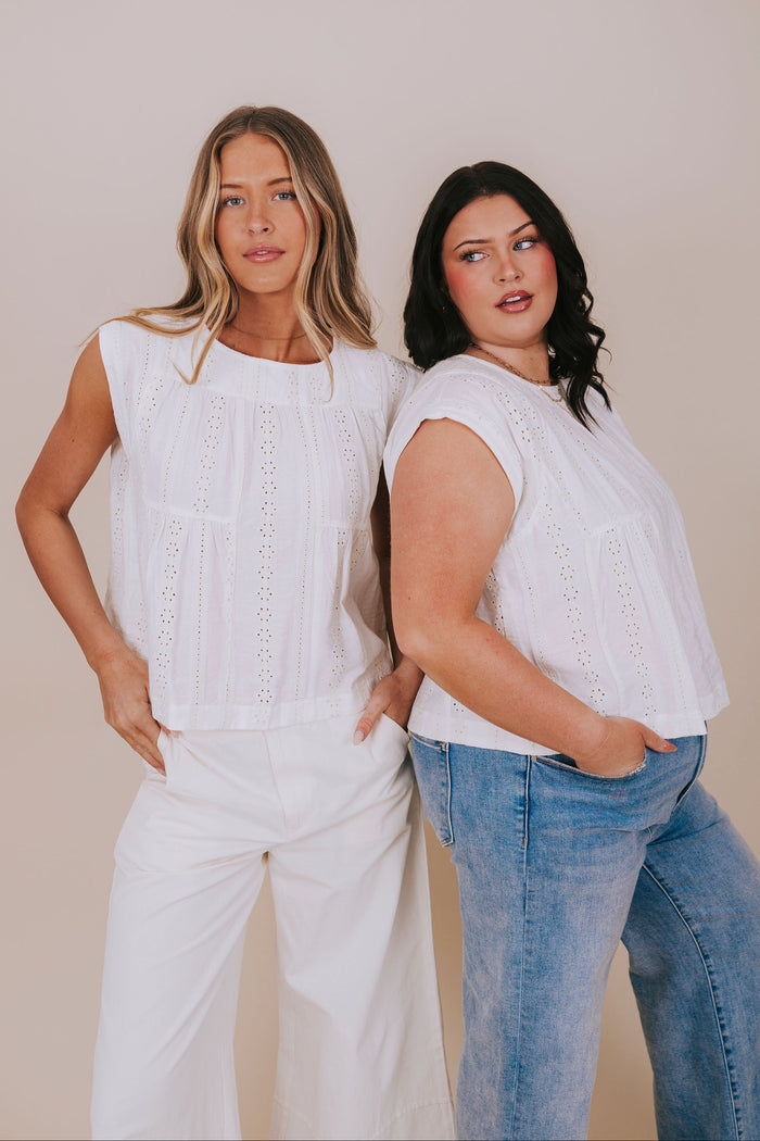 plus size ivory floral embroidered sleeveless blouse models