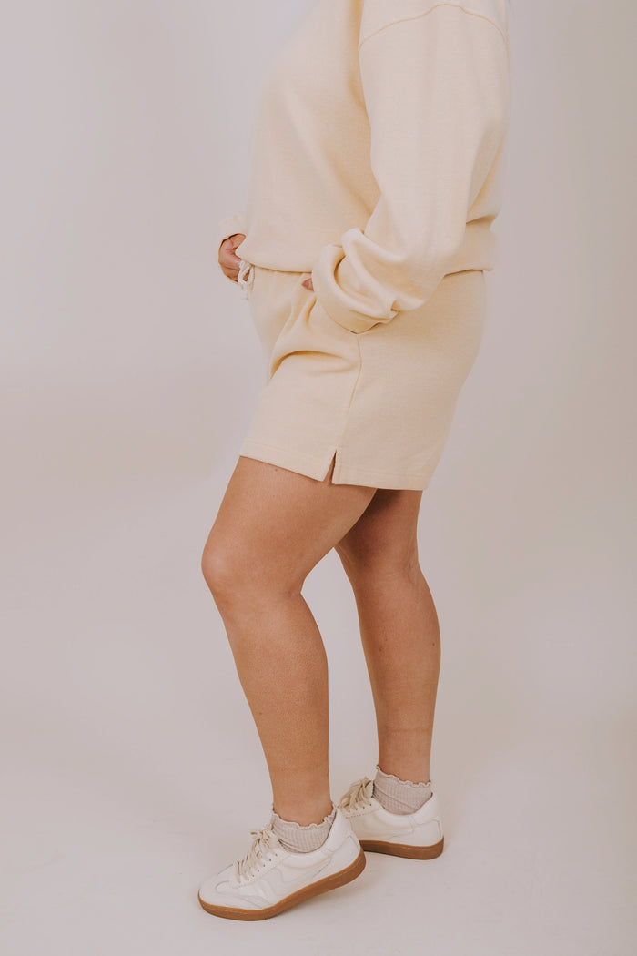 plus size yellow drawstring shorts side