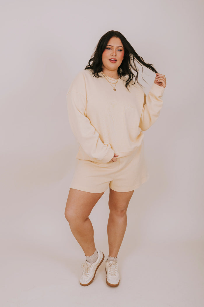 plus size yellow sweatshirt full body