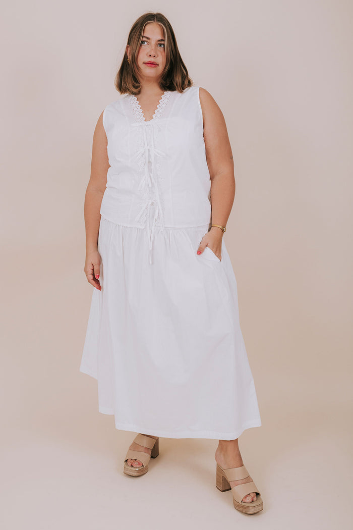 plus size white eyelet top and skirt set full