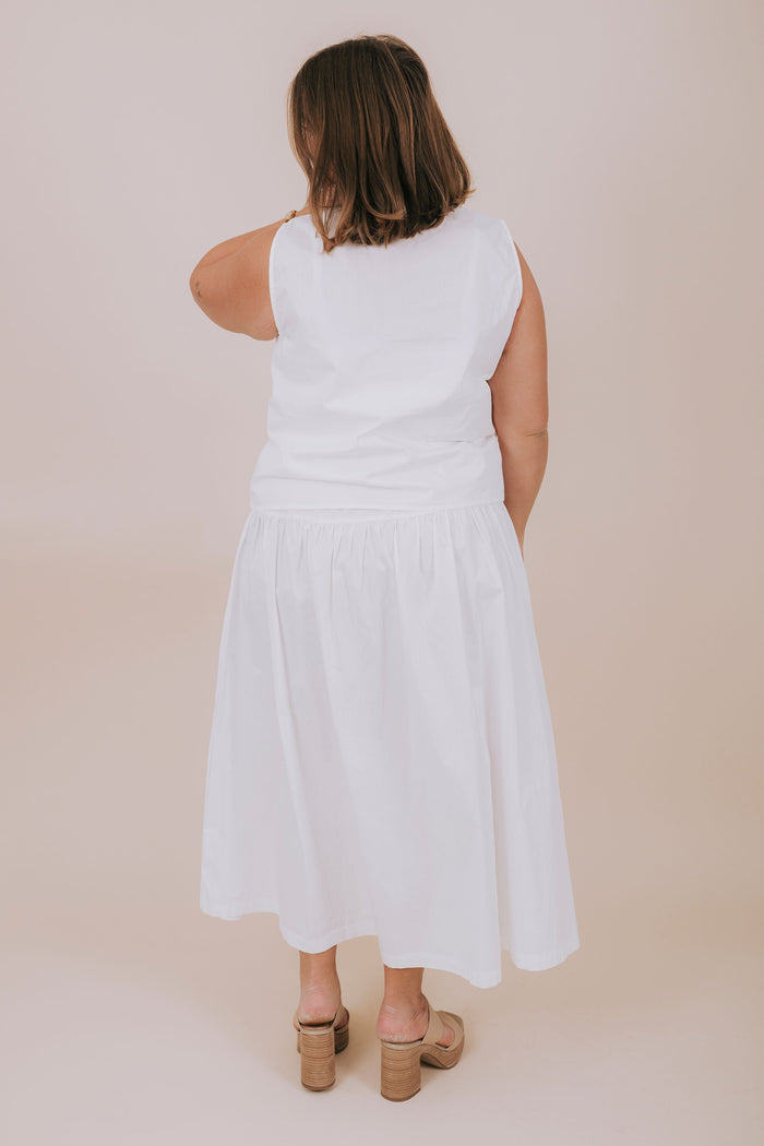 plus size white eyelet top and skirt set back