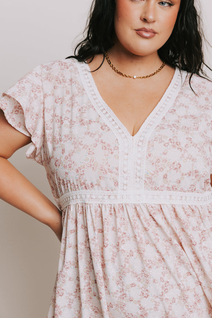 pink floral tiered lace maxi dress plus close