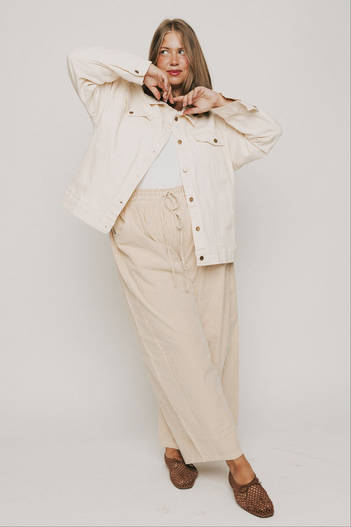 oversized denim jacket cream plus full