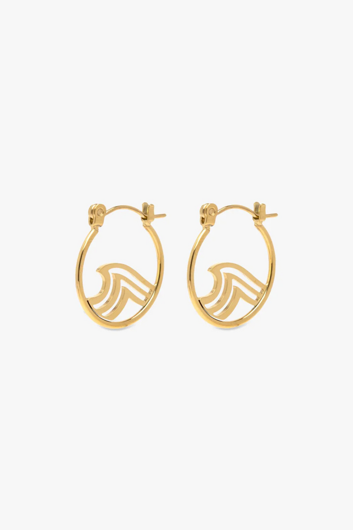 PURA VIDA - Surfrider Gold Wave Hoop Earrings