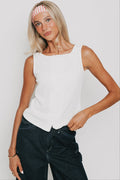 white ribbed tank with buttons down the front