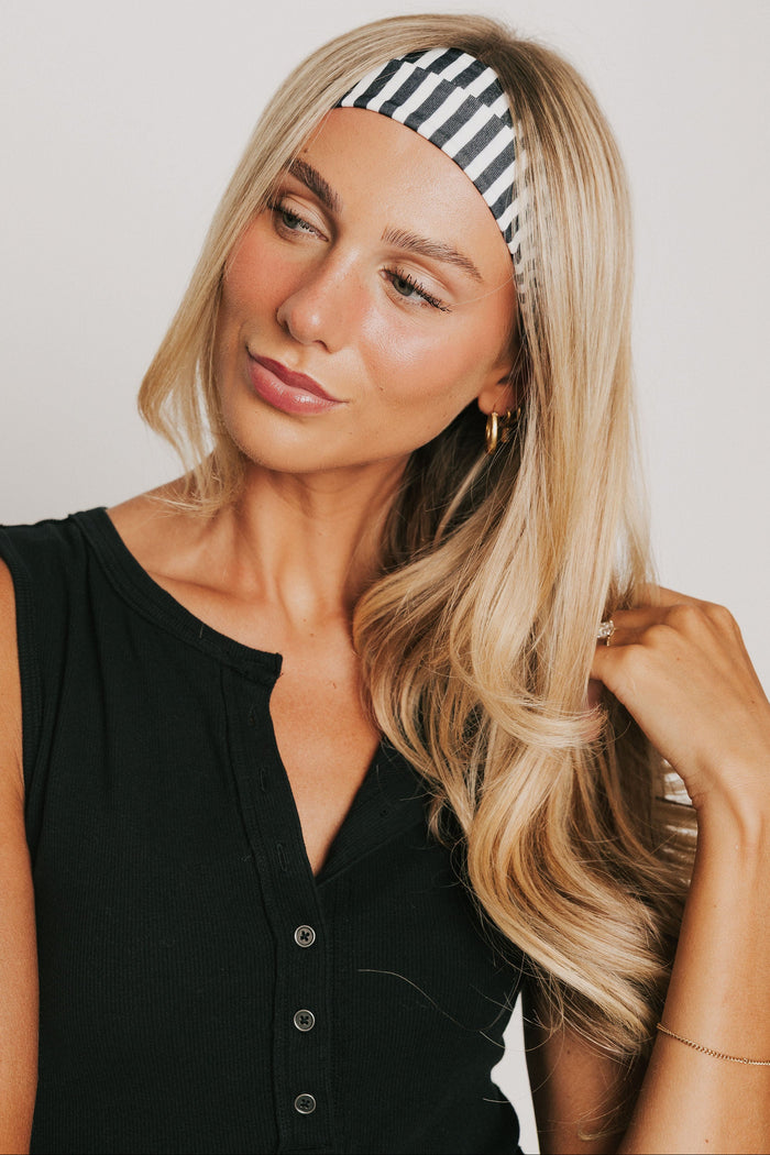 black and white striped headband