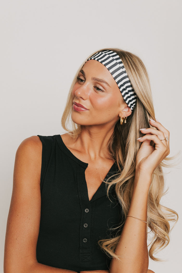black and white striped headband