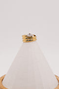 Wrapped layered 18k gold plated ring with oval diamond pendant