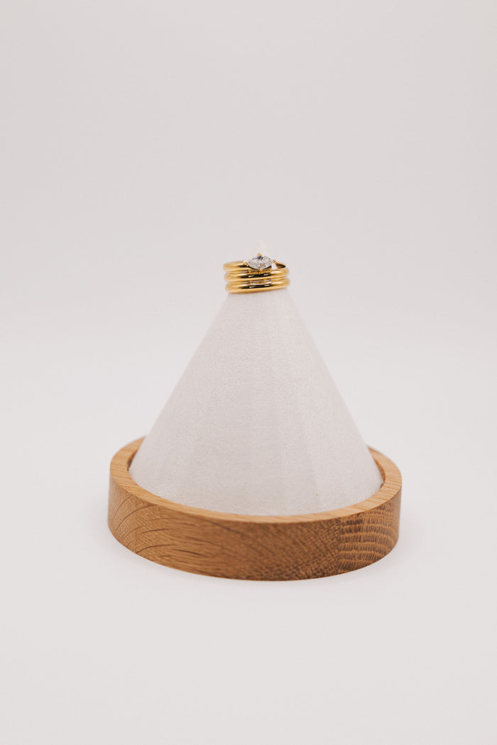 Wrapped layered 18k gold plated ring with oval diamond pendant