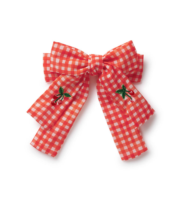 RIFLE PAPER CO - Gingham Cherries Embroidered Hair Bow