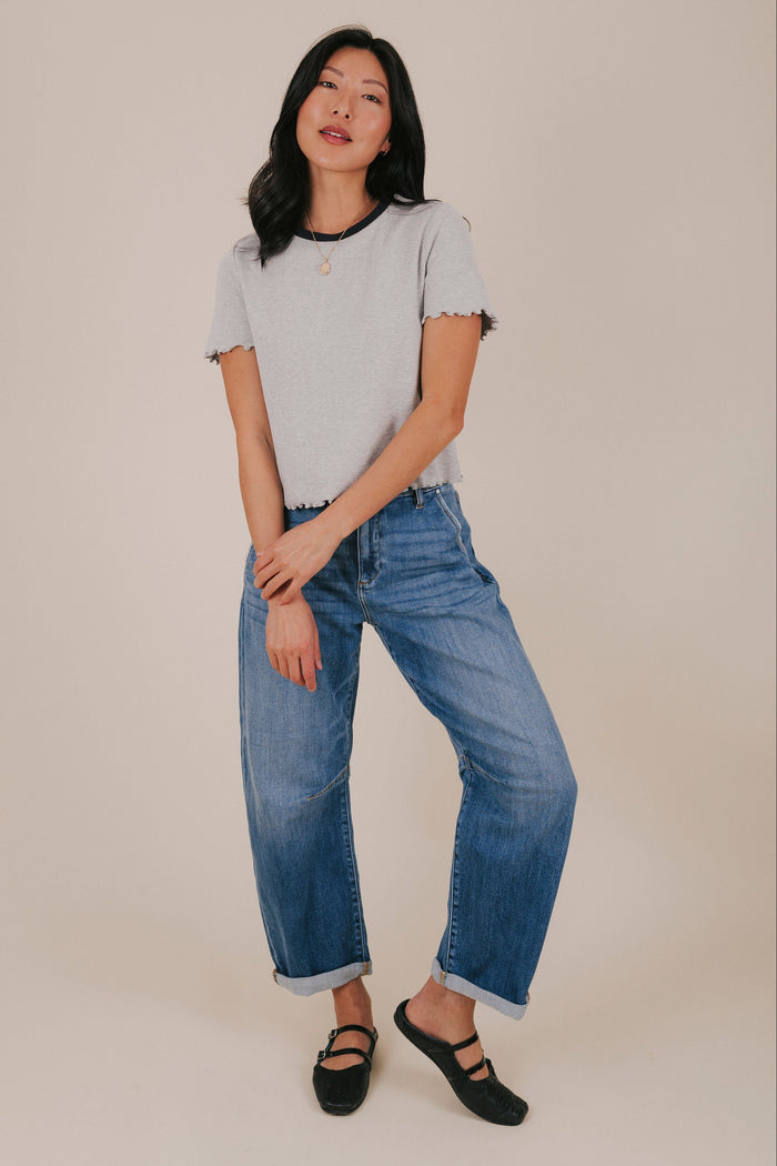 denim mid rise cuffed barrel jeans full