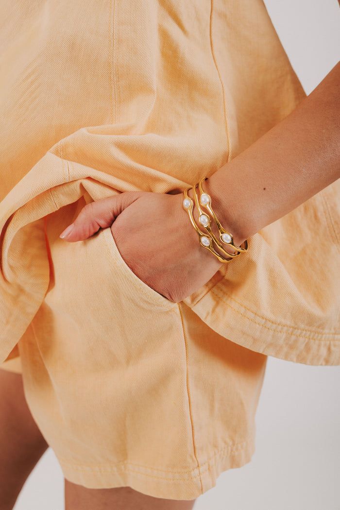 cuff bracelet with pearls