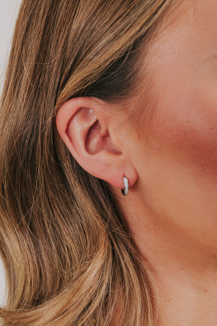 cubic zirconia hoop earring silver medium model