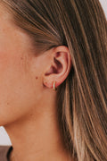 gold hoop huggie earring 14k gold plated cubic zirconia earrings