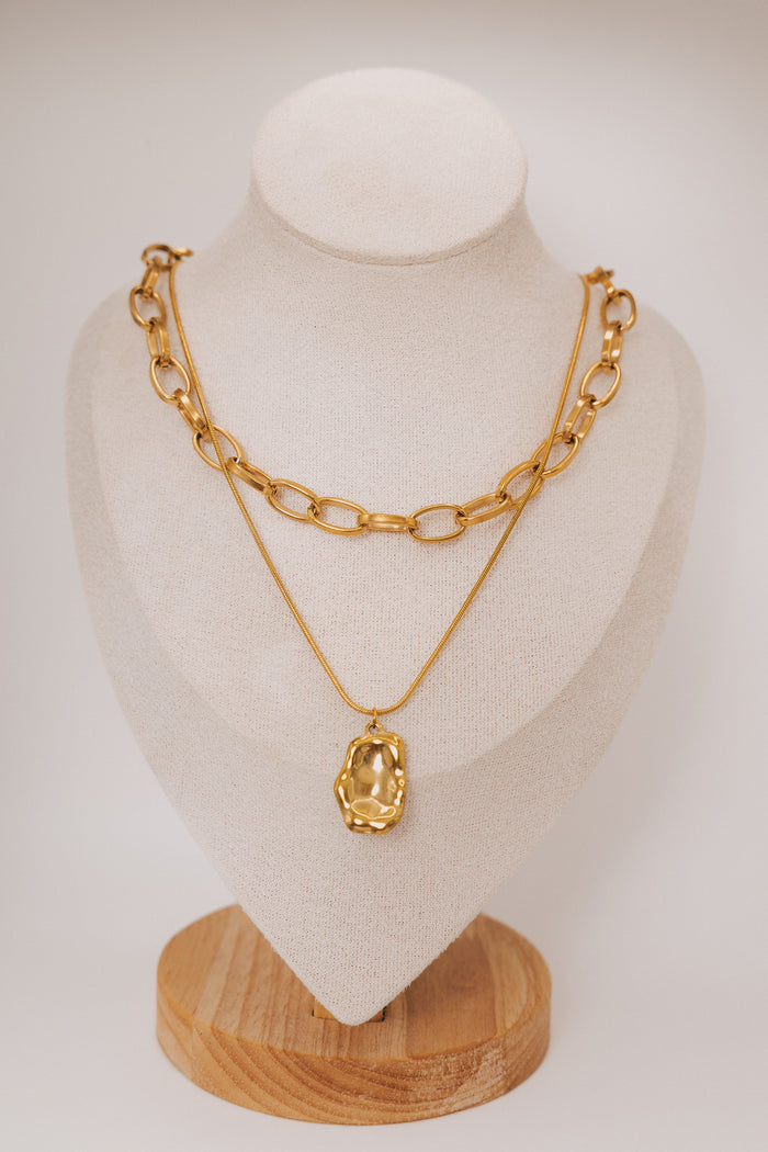 layered necklace with pendant
