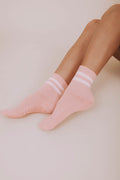 pink white stripe nongrip socks
