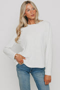 heather grey long sleeve relaxed top