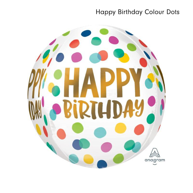 16" Orb Happy Birthday Colour Dots
