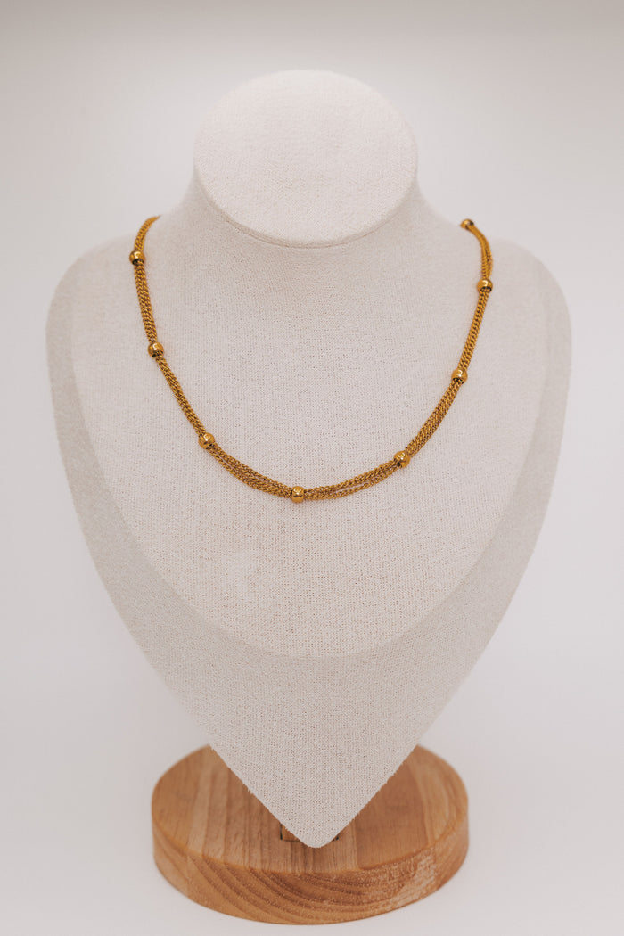 beaded gold multi layered chain