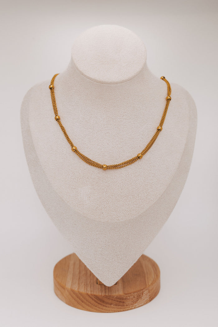 beaded gold multi layered chain