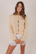 yellow button down knit cardigan front