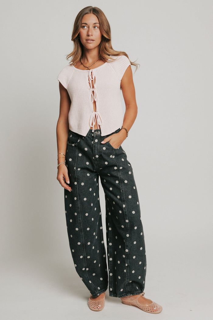 washed black polka dot barrel jeans full