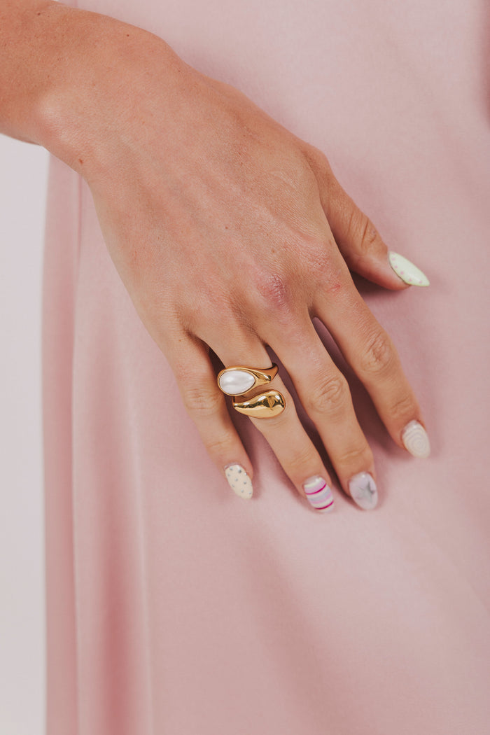 gold pearl ring model 2