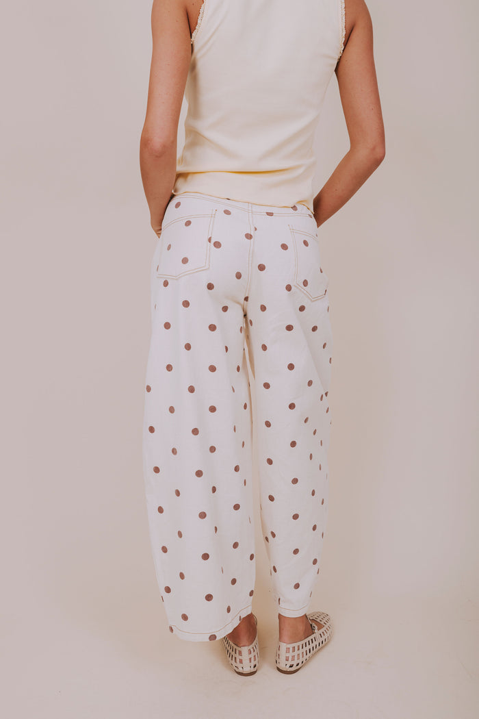 wide leg brown polka dot pants back