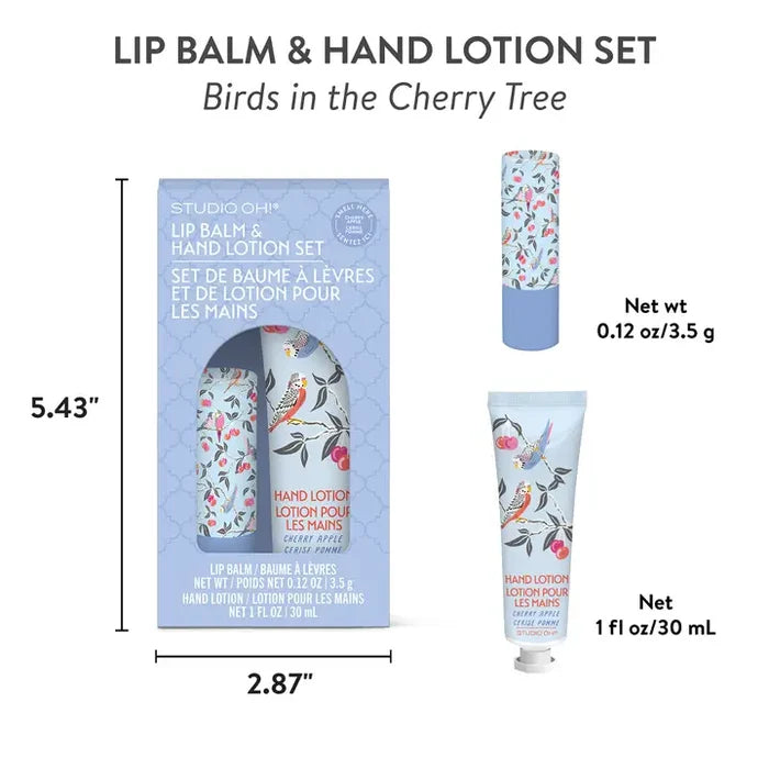STUDIO OH! - Birds in the Cherry Tree Lip Balm & Hand Lotion Set
