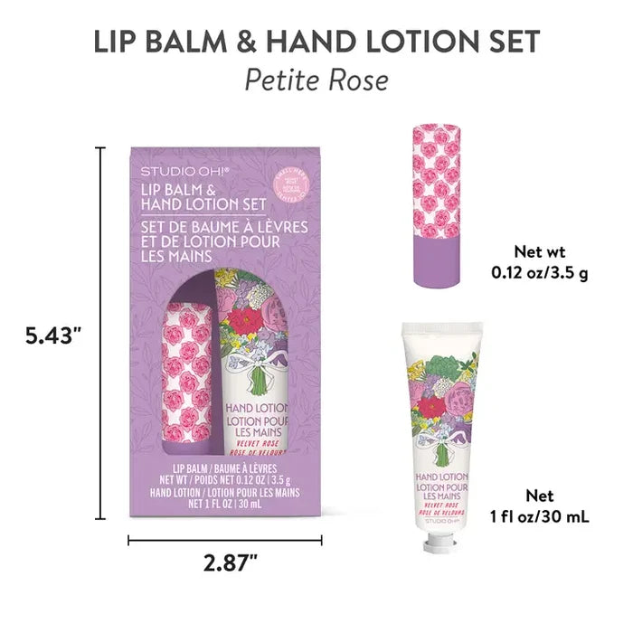 STUDIO OH! - Petite Rose Lip Balm & Hand Lotion Set