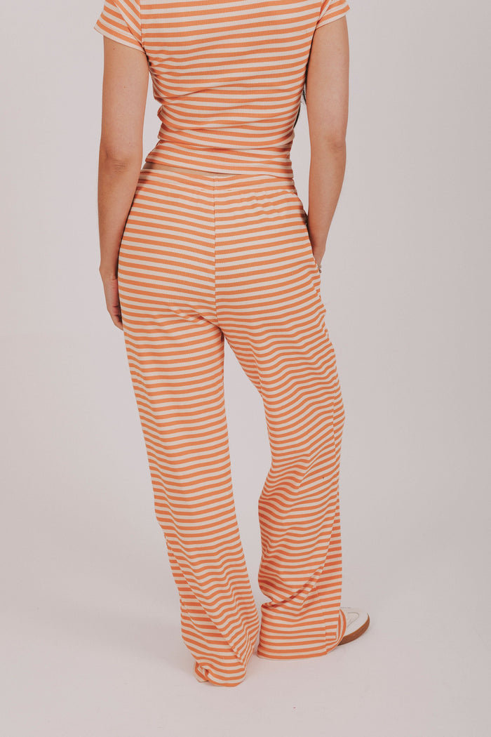stripe drawstring wideleg orange pant back