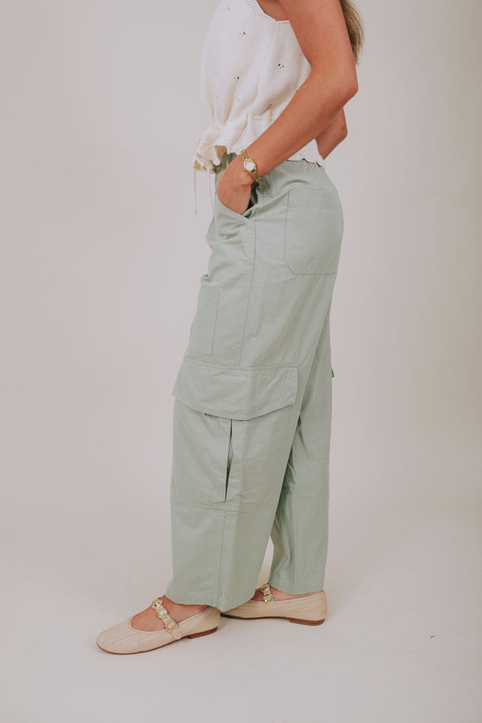 light green cargo pants side