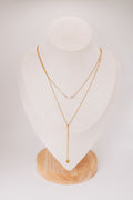 layered chain necklace with pearl charm