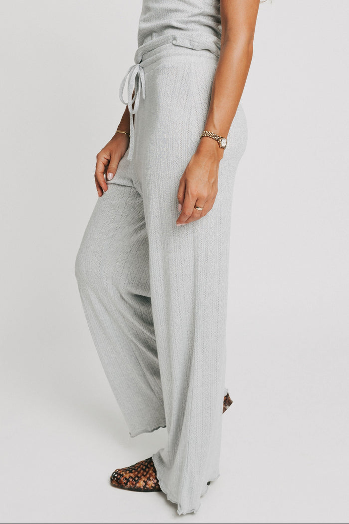 grey lounge pants with pointelle detail