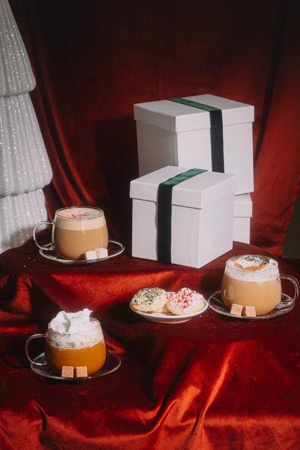 Mugs of the three different flavors of classic Christmas cafe trio from Teaspressa.