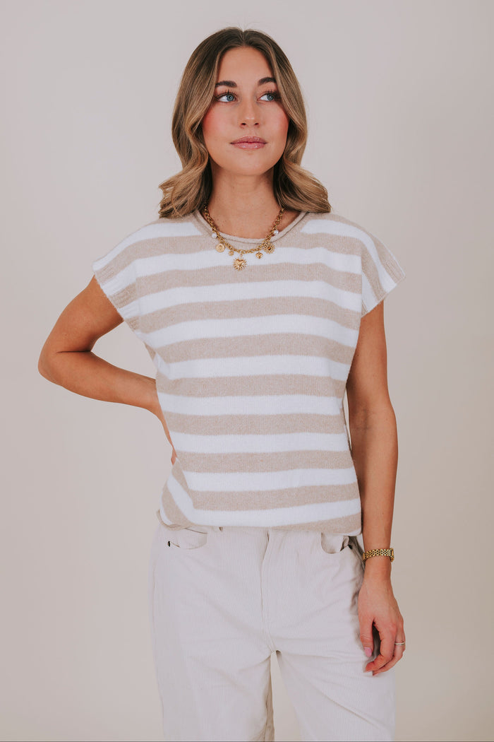 stone striped knit sleeveless top front