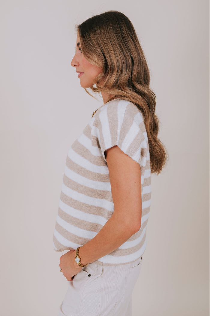stone striped knit sleeveless top side