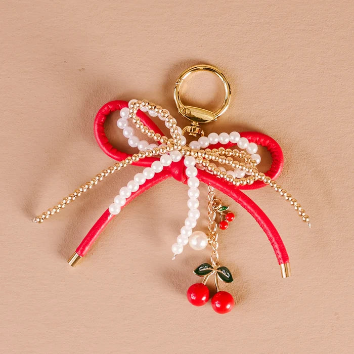 THE DARLING EFFECT - Cherry Bliss Layered Bows Bag Charm