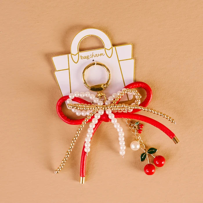 THE DARLING EFFECT - Cherry Bliss Layered Bows Bag Charm